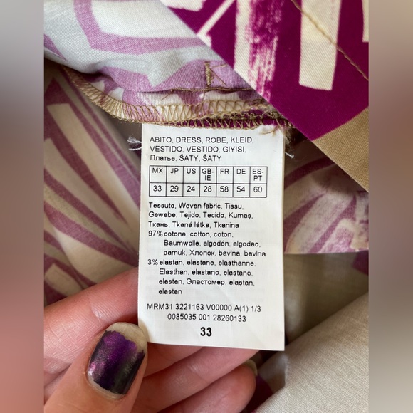 Marina Rinaldi Voyage Tan & Magenta Leaf Print A-Line Midi Dress – Resort Chic - Picture 13 of 13